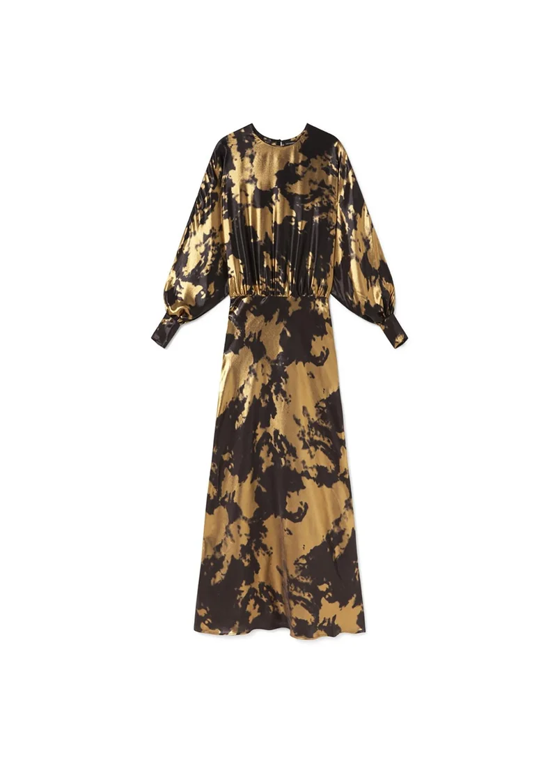 لولا كساديمونت Long Printed Dress with Asymmetric Sleeve